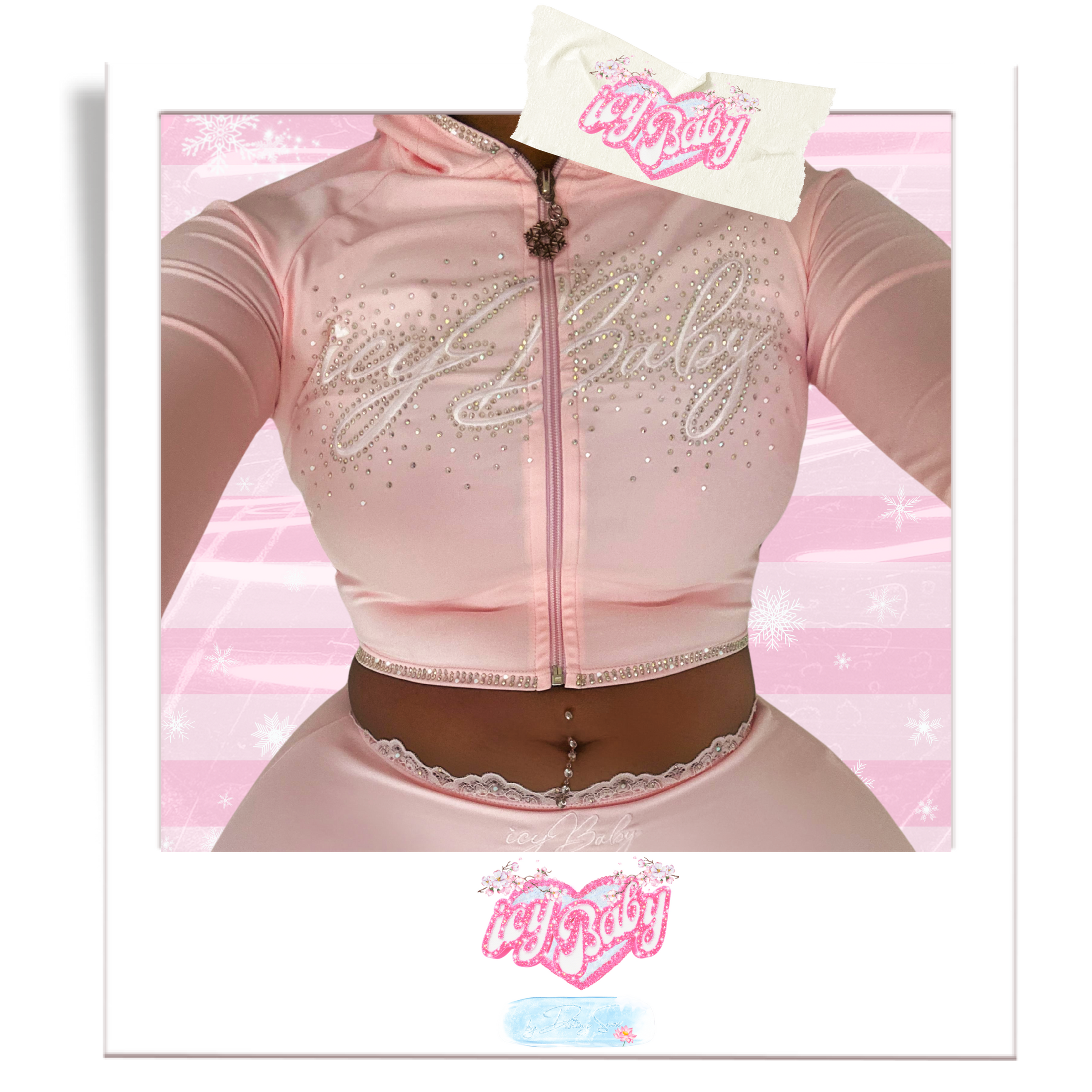 𝒊𝒄𝒚𝑩𝒂𝒃𝒚 Sleek Essence Blush Pink Cropped Jacket